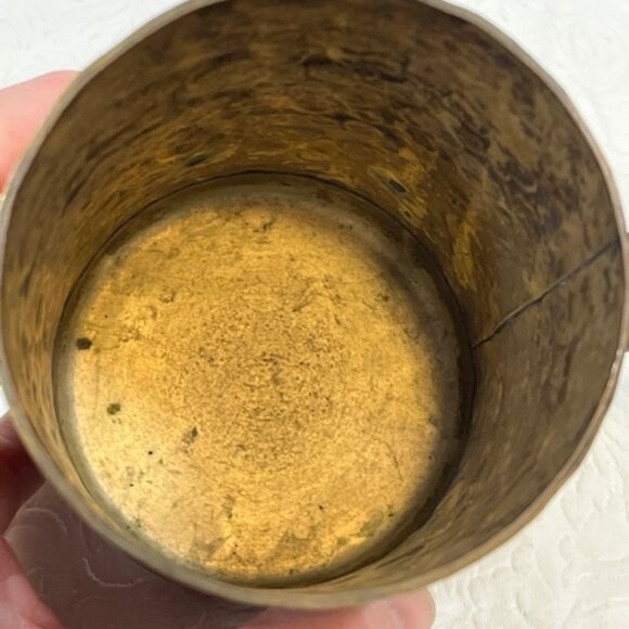 VTG Handmade Hammered Copper Brass Aztec Mayan Calendar Mug Cup Stein 4.5" Tall - Picture 4 of 14